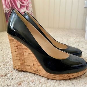 Nine West platform black patent leather heels